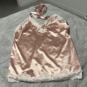 Forever 21 Pink Satin Lace Chemise